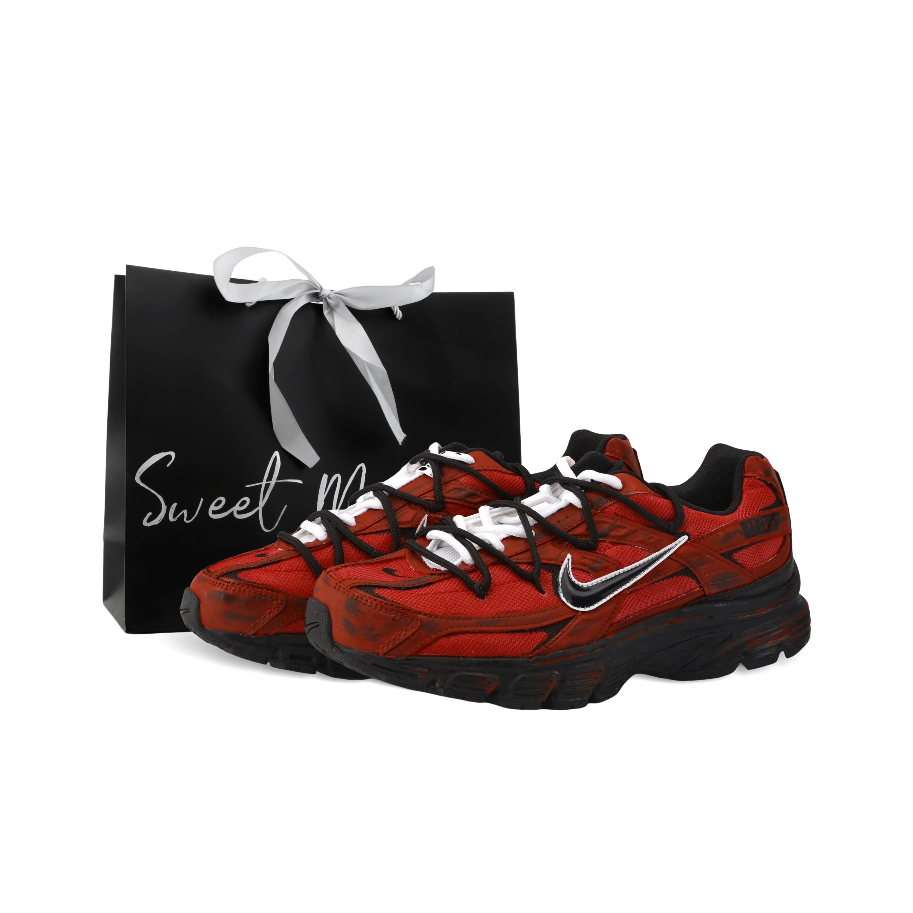 Nike Initiator Cushioning Abrasion Resistant Breathable Low top Running Shoes Unisex Red Black FQ6873-101(Team889-)