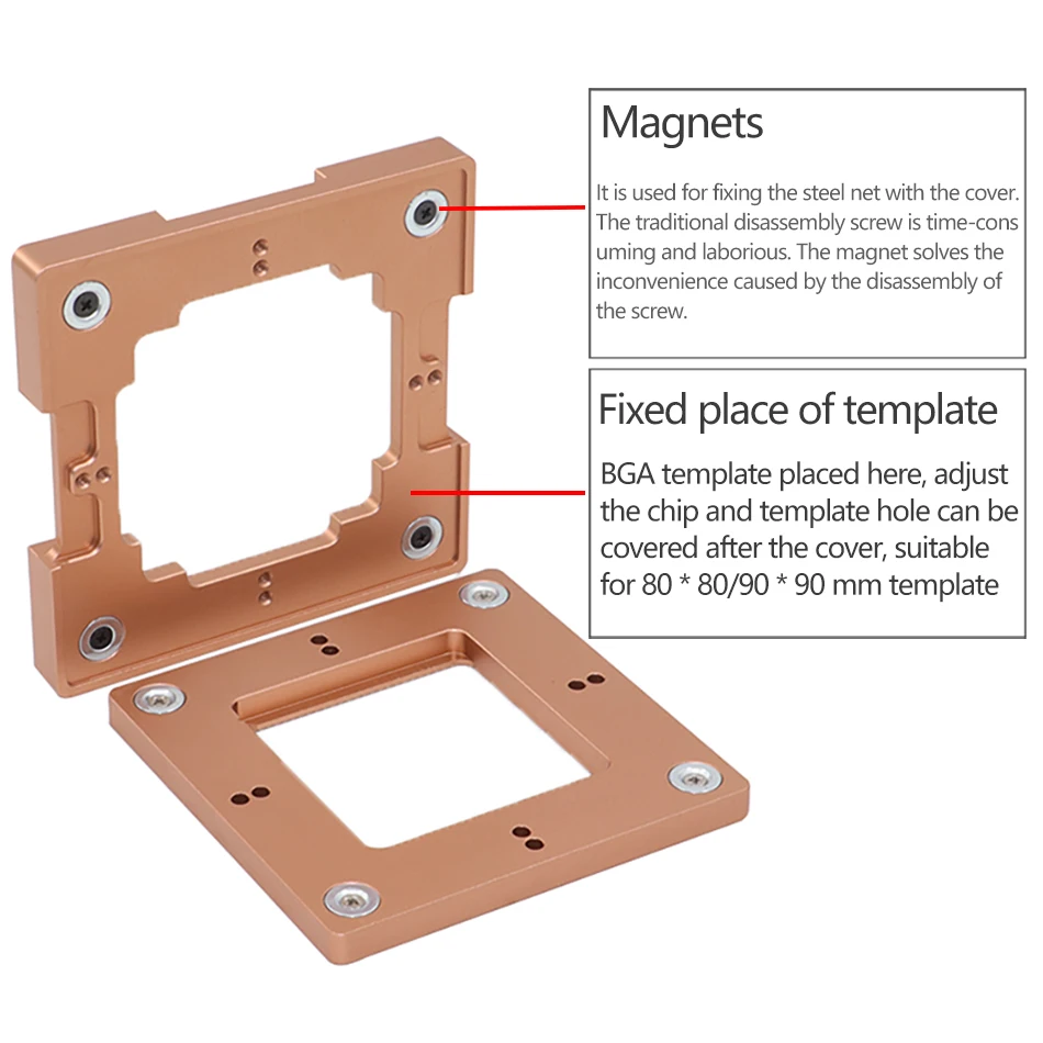 New magnetic BGA ball planting table 90mm aluminum alloy planting table 10pcs/27pcs universal template fixture DDR video memory