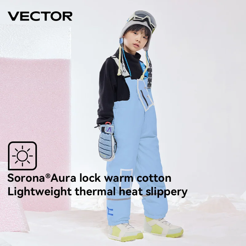 VECTOR Children\'s Cotton Ski Overalls for Boys and Girls Windproof Waterproof Warm Snow Trousers Winter Ski Snowboarding Pants