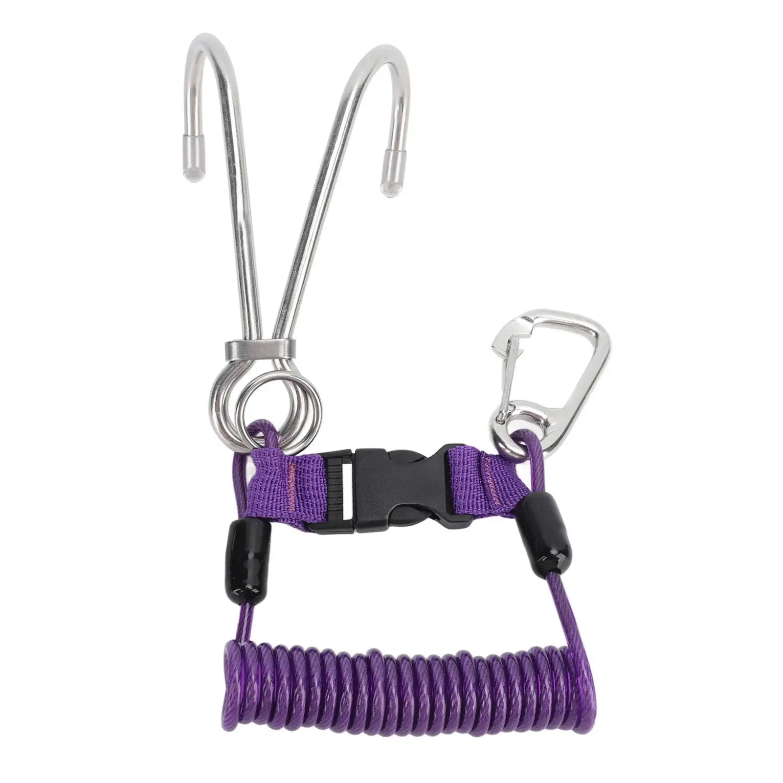 Compact Coiled for diving Hook Double End Snap Clip Reinforced Stainless Steel Quick Release Buckle for Underwater Use