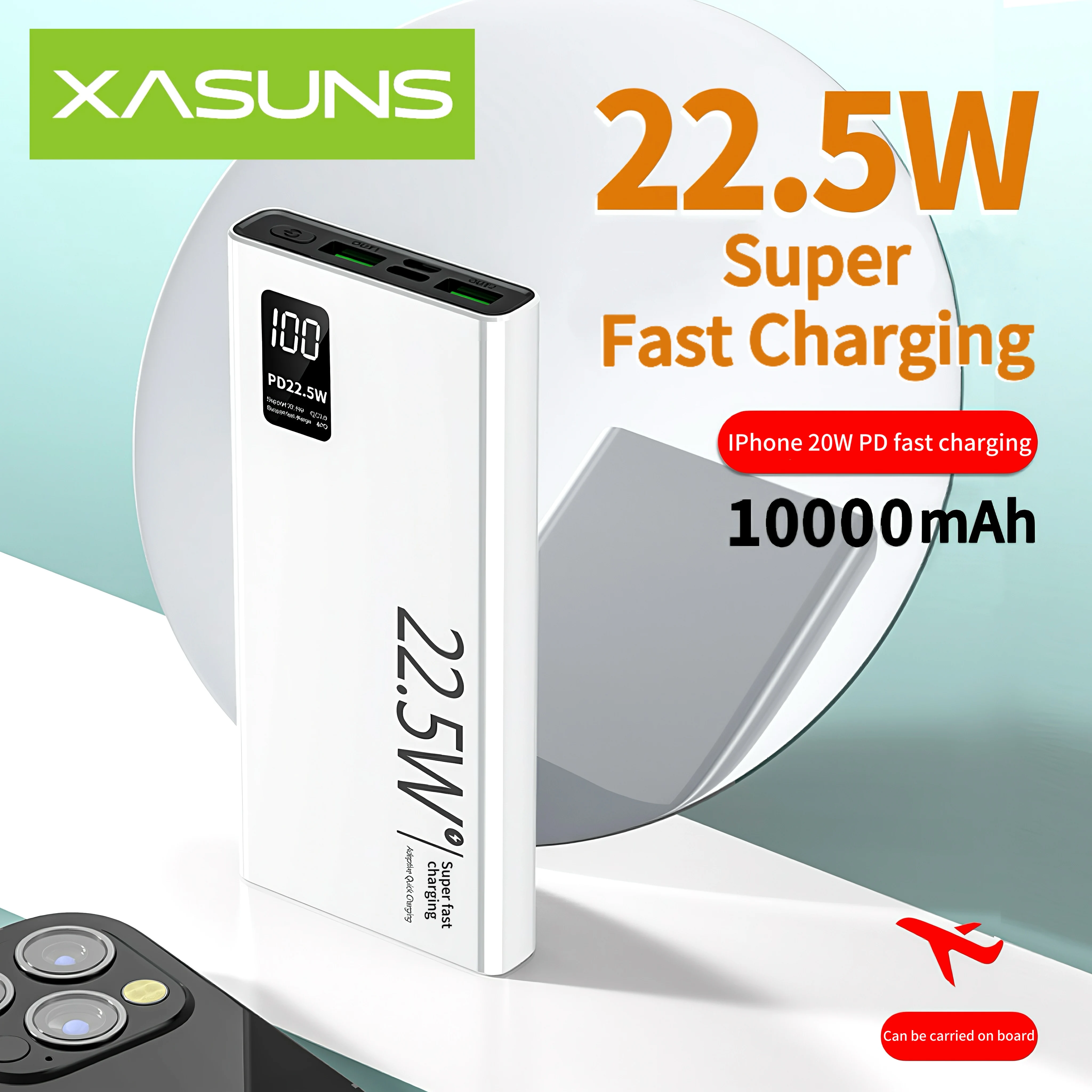 

New in 2025 powerbank 10000mAh portable power bank Spare Battery Quick charge 22.5w PD 20w With Built-in Cable Screen Display