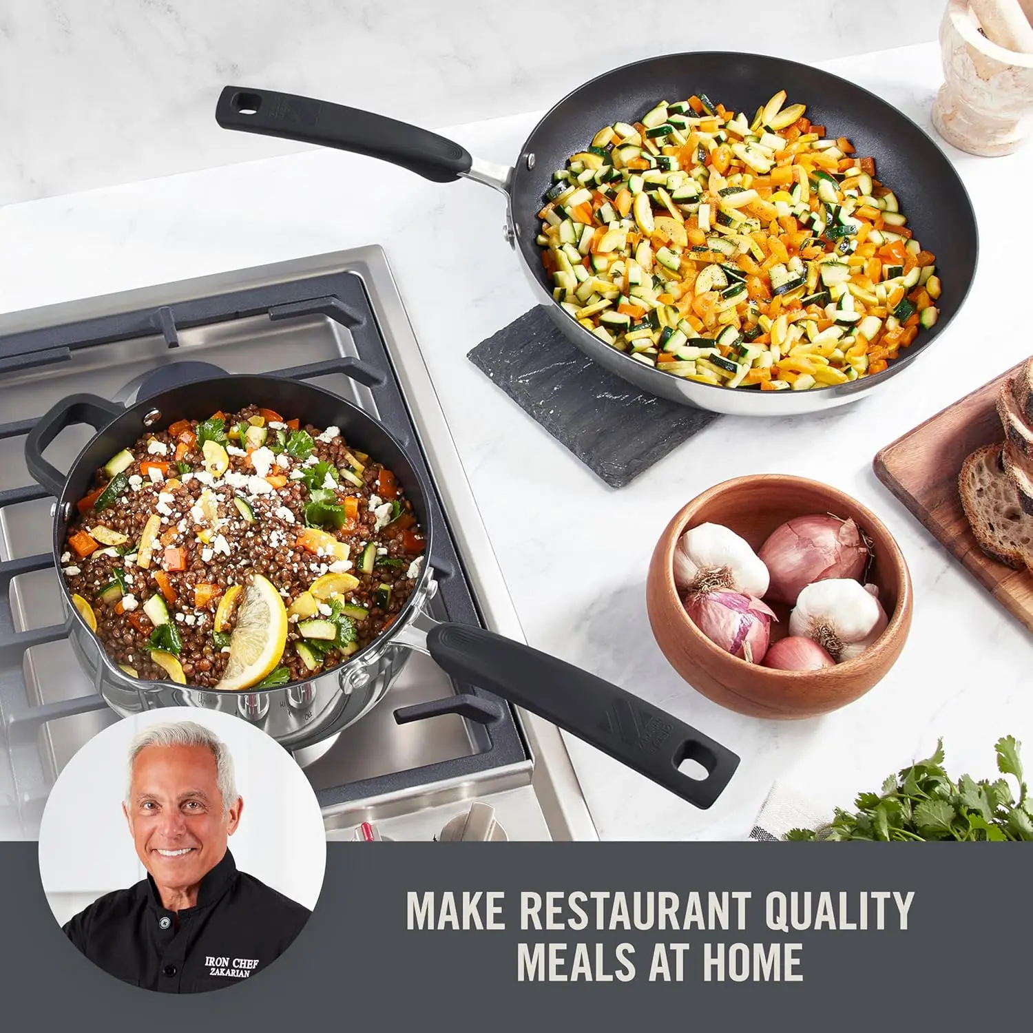 طقم أواني طهي من الفولاذ المقاوم للصدأ مكون من 10 قطع مع أغطية مصفاة - أسود