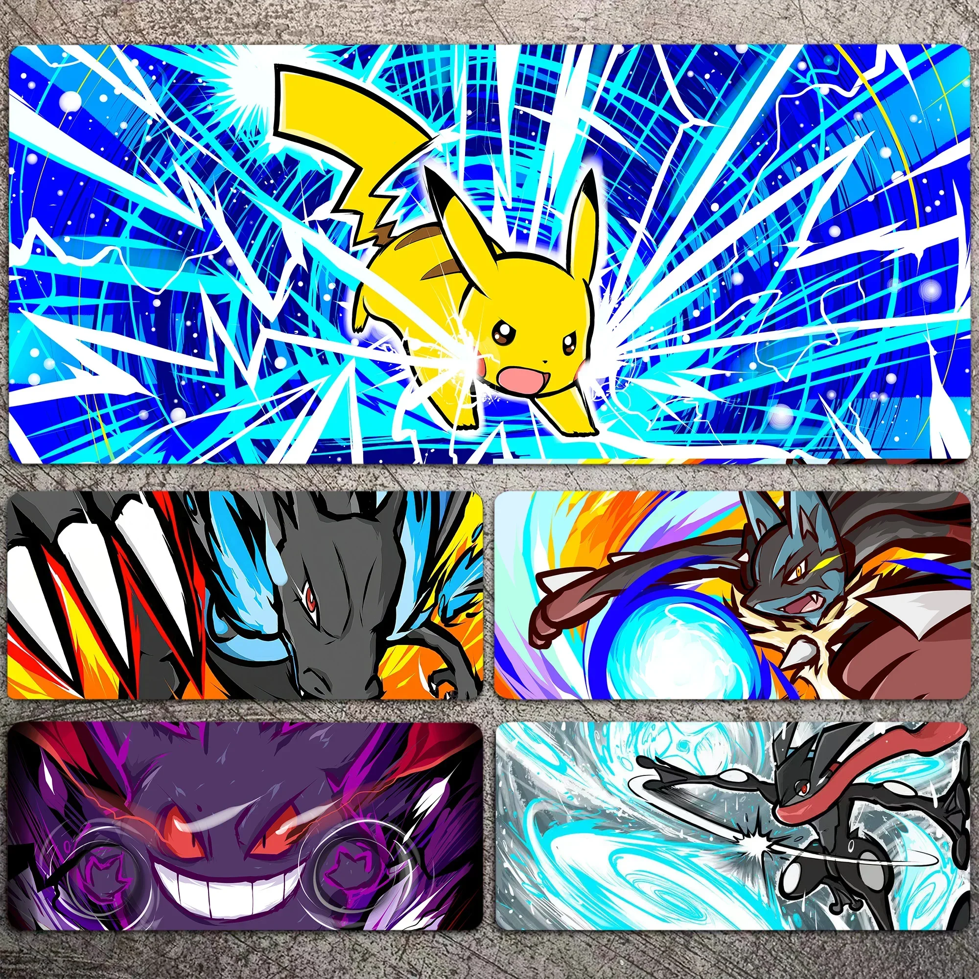 Podkładka pod mysz ze skóry z motywem japońskiego anime z 2025 roku, Pokémon Pikachu Gengar, duża podkładka na biurko, akcesoria komputerowe, mata pod klawiaturę.