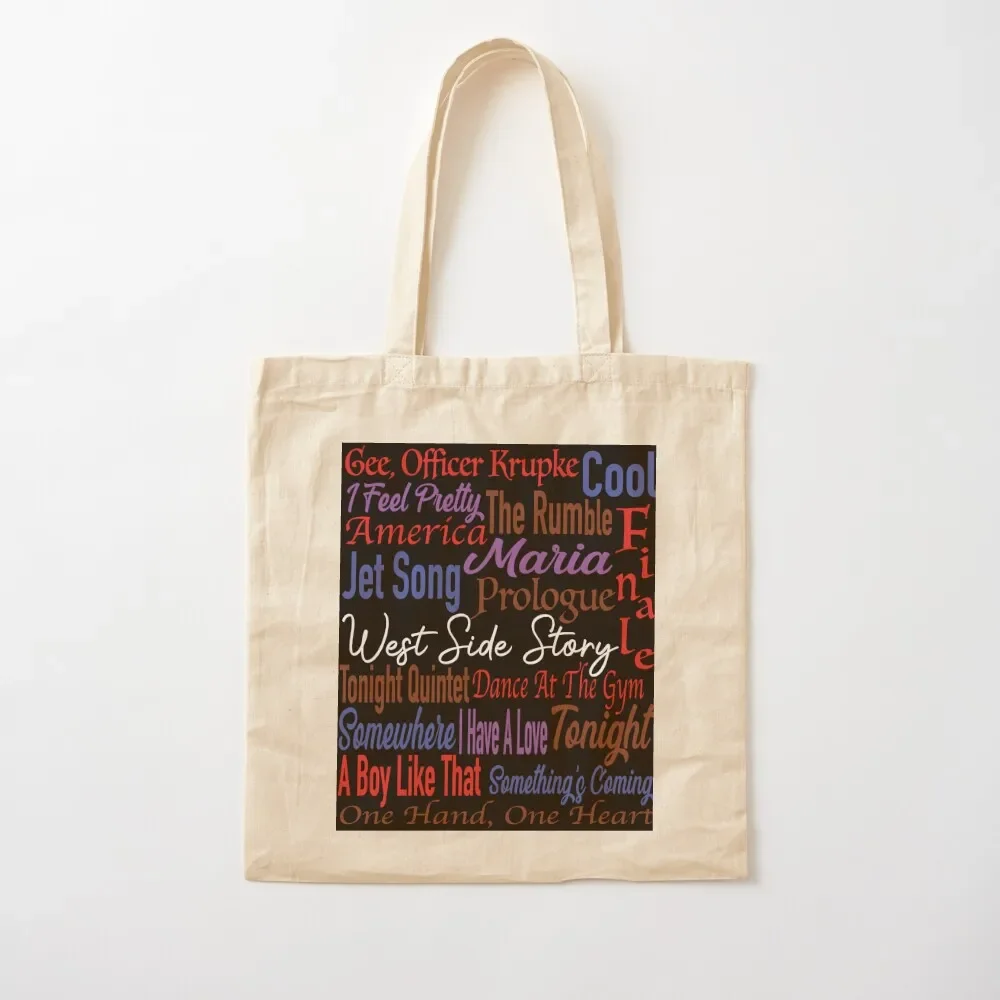 

West Side Story Song Titles Tote Bag shopping cart bags Canvas shopper bags canvas tote bags Bag