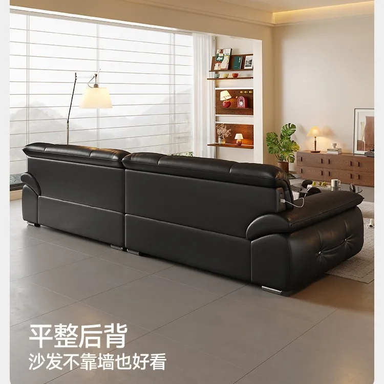 Leather sofa cloud living room top layer cowhide