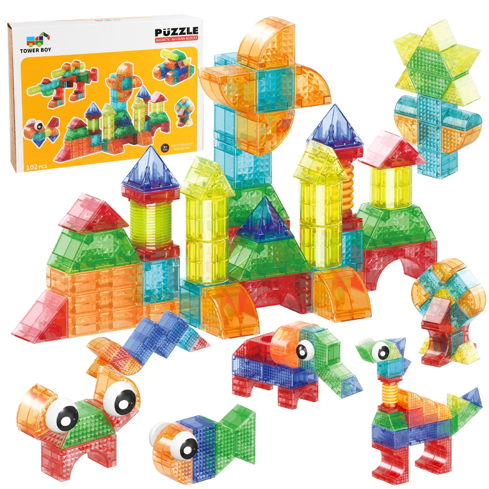 

Versatile Magnetic Building Blocks 3D Colorful Puzzles STEM Montessori Sensory Toys for Ages 3+ Gifts for Boys & Girls