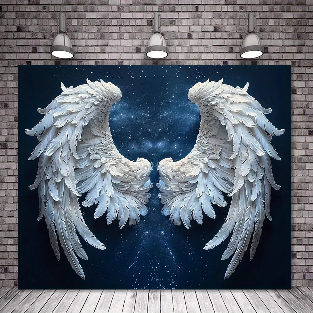 Starry Night Angel Wings Backdrop - Versatile Polyester Banner For Outdoor, Scene & Party Decorations