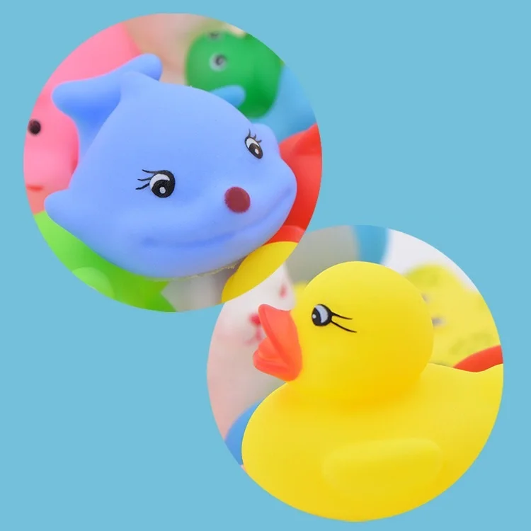 20 unidades/pacote animais mistos natação água brinquedos flutuador de borracha espremer som lavagem banho brinquedos crianças brinquedos educativos