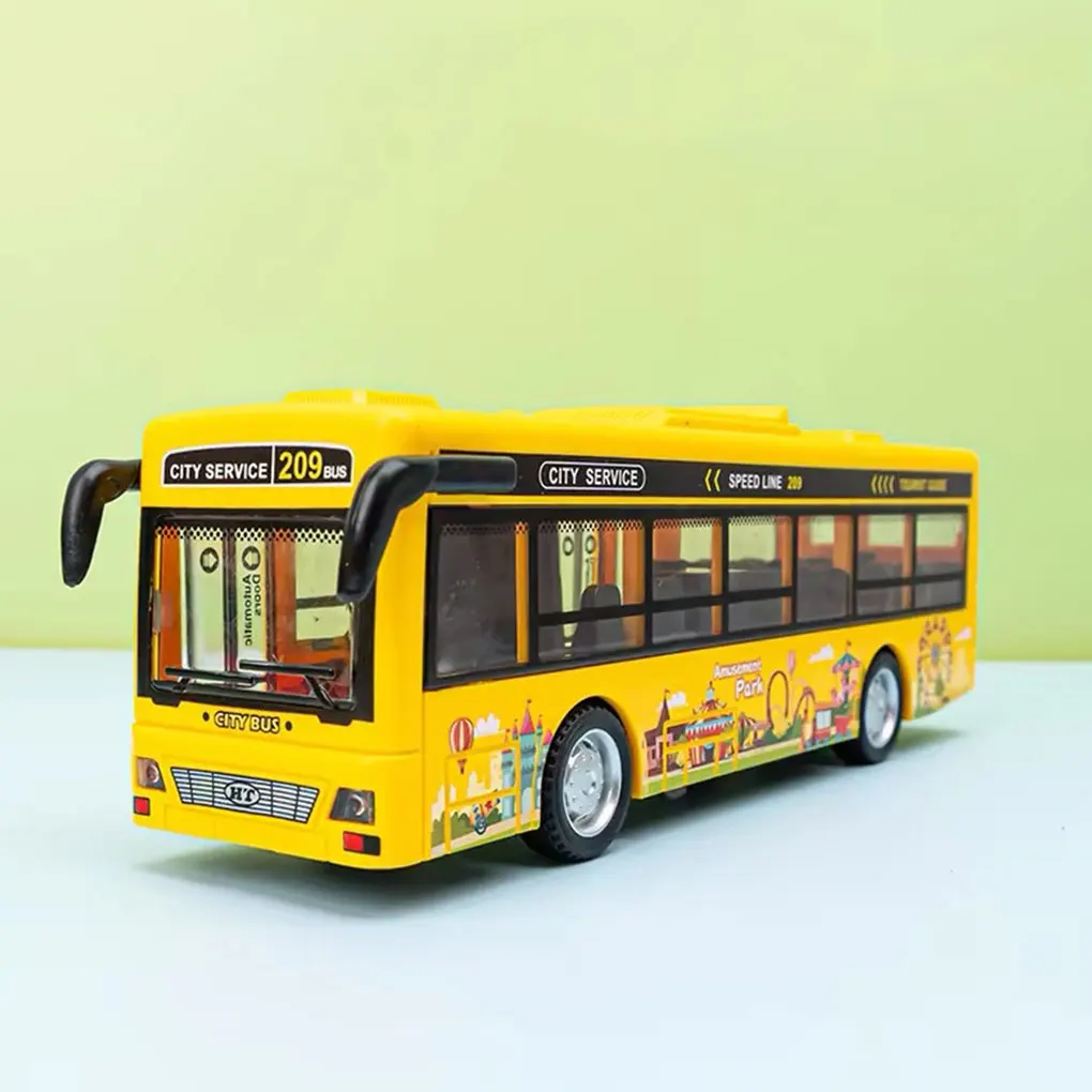 Juguete de autobús grande para niños, simulación de escena de autobús Real, iluminación integrada, música, modelo de coche ABS duradero y resistente, función musical verde