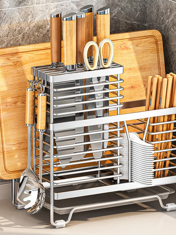 stainless-steel-kitchen-knife-holder-multi-function-cutting-board-spoon-rack-chopsticks-tube-integrated-storage-rack-organizer