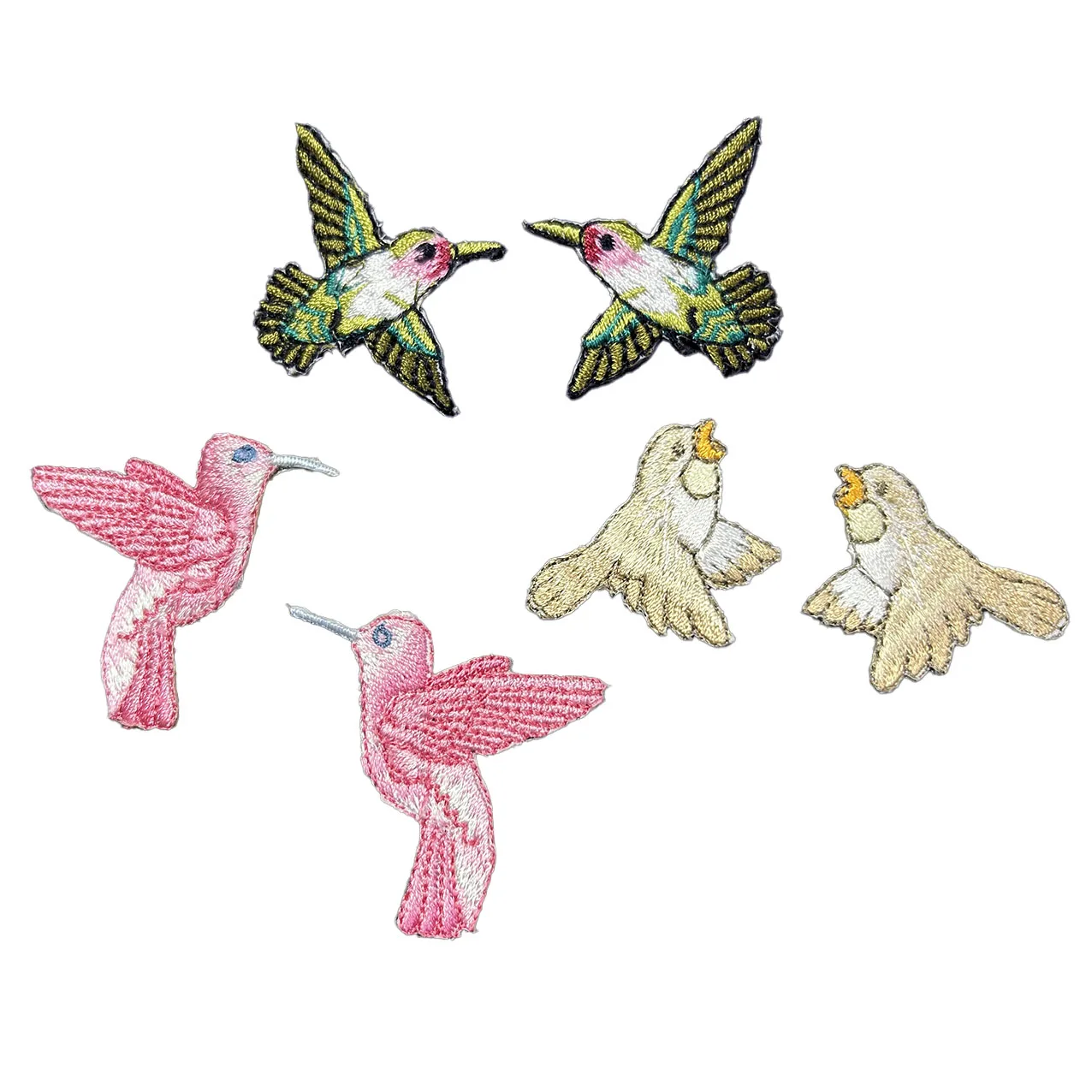 1 Pair Embroidered Small Bird Design Patch Cute Iron On Patch for Clothing Jeans Jacket Decoration