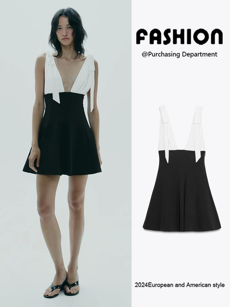 

Faionable Knot Splice ort Svel Summer New Arrival Women's Dr High Waist Performance Pure Color Gown
