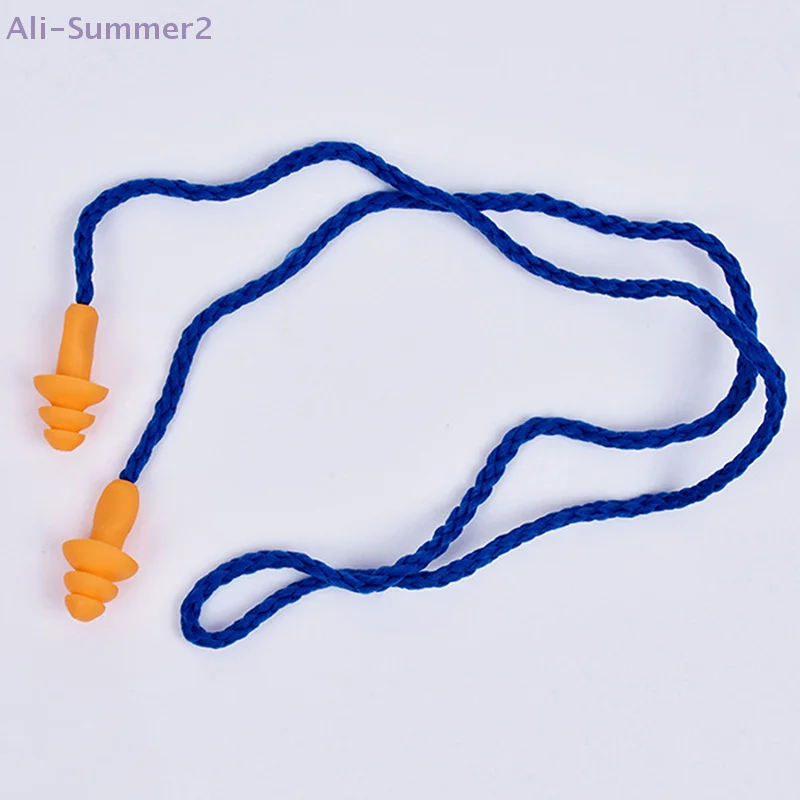 

5Pairs Noise Cancelling Ear Plugs With 56cm Lanyard Reusable Silicone Earbuds Anti-Noise Ears Protector Headwear Earmuff
