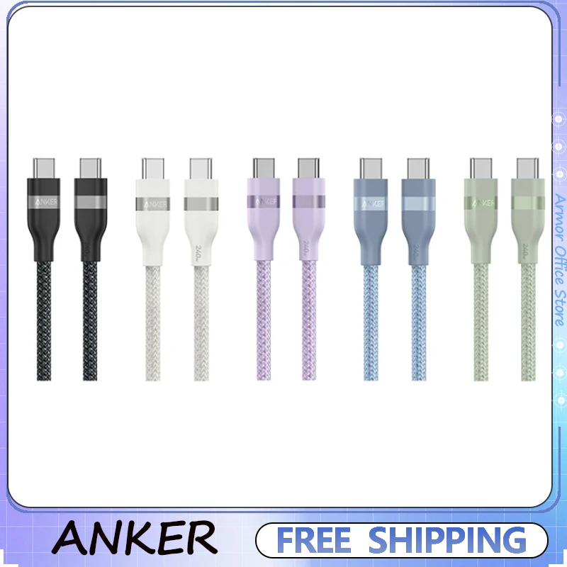 Anker Anker 240W USB-C to USB-C Cable 3ft&6ft Upcycled-Braided Fast Charging for iPhone 16 Series Android Laptop accessories Gift - Aliexpress Deal