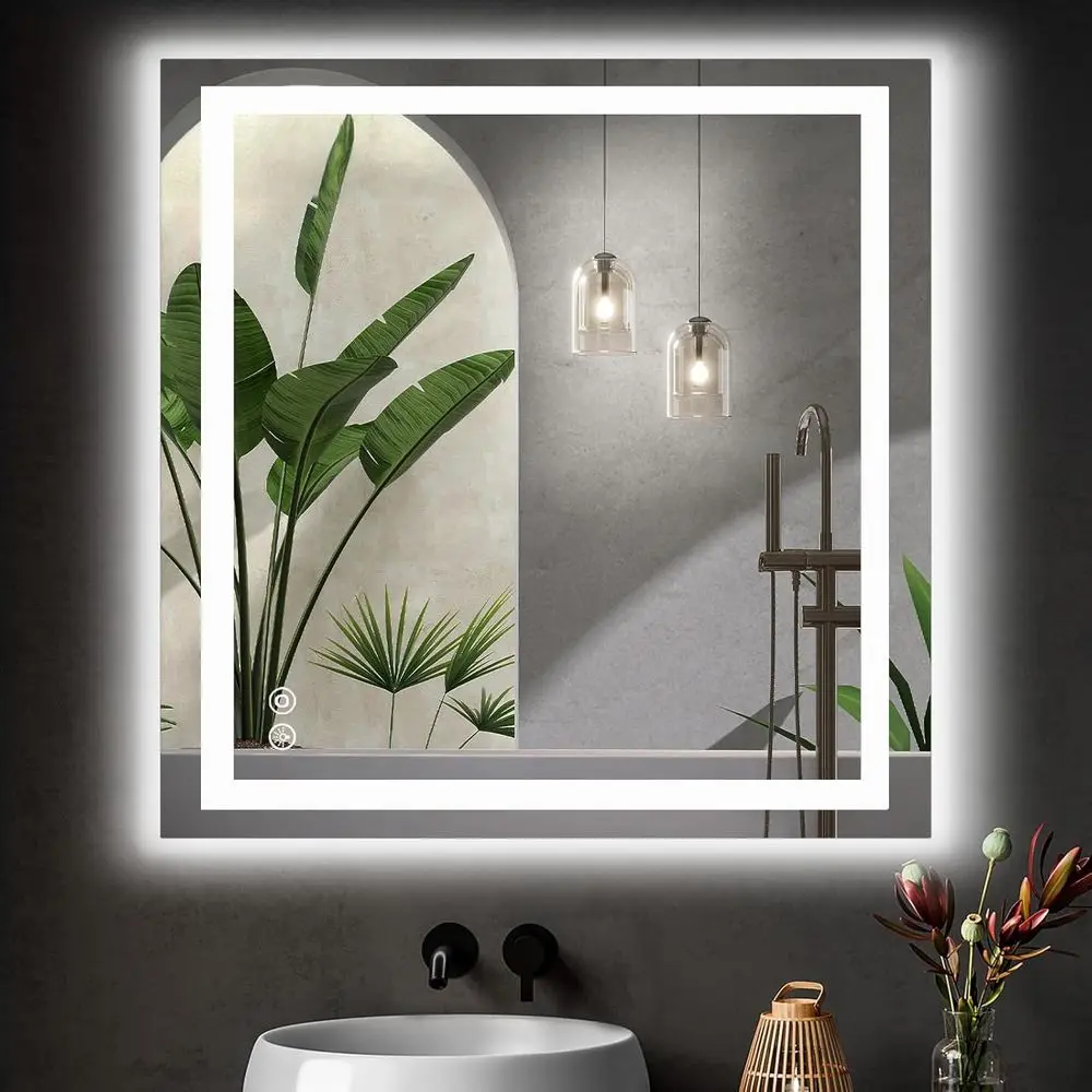 

Умное LED-зеркало для ванной 36x36 дюймов с 3 цветовыми температурами, регулировкой яркости, функцией памяти, зеркало для макияжа