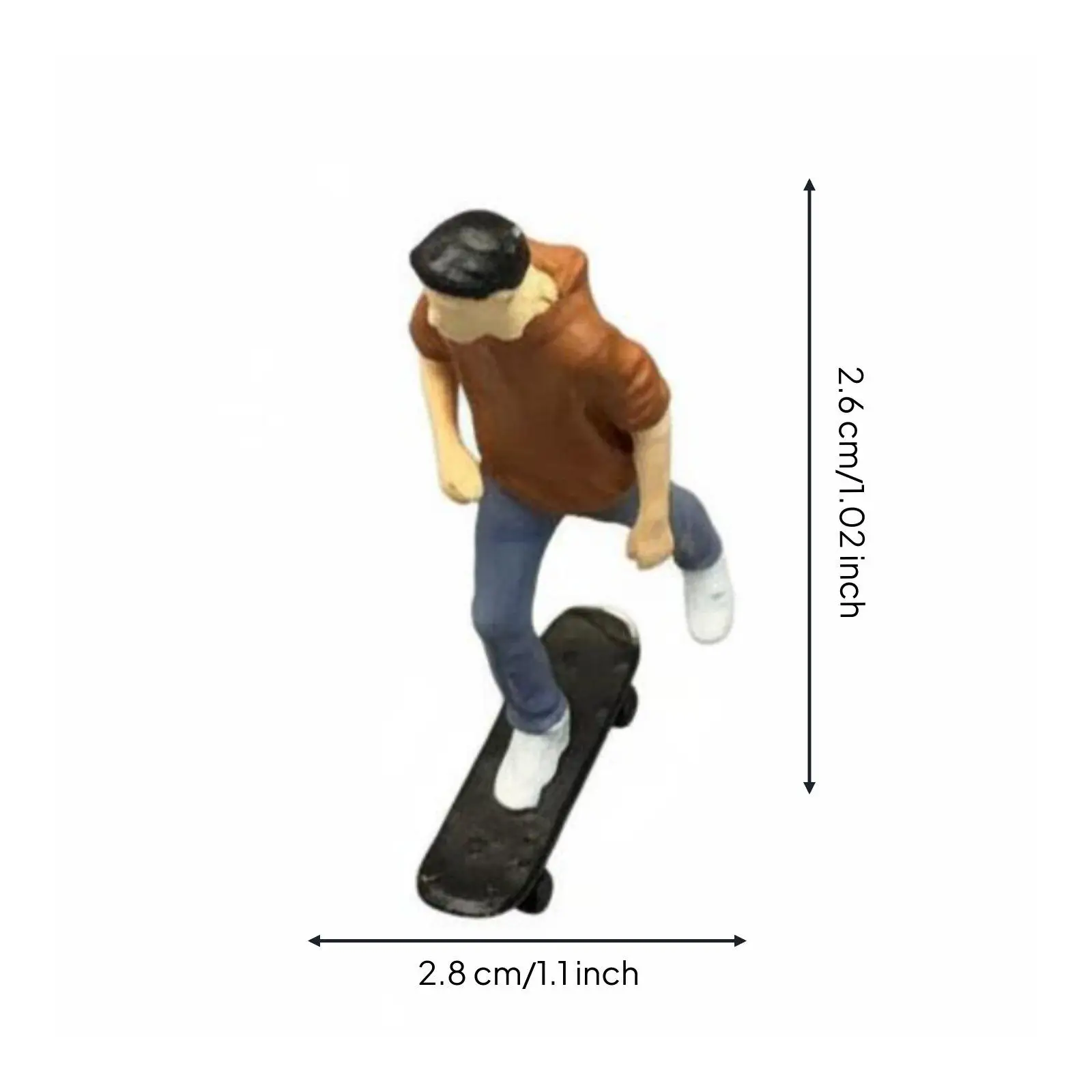 Resin Skateboarder Figurine Small Painted Street Boy Mini Model for Cityscape Diorama Display 1 64 Scale