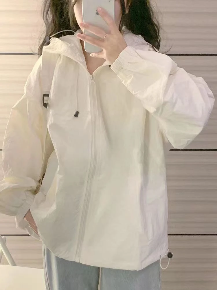 

Thin Sunscreen Jacket Women's Summer 2025 American Retro Chic Hooded Top Loose Sports Jacket Tide