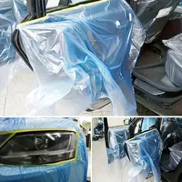 Electrostatic Adsorption 82Ft Taped Masking Film Plastic Drop Cloth Sheeting No Residue Automotive Painters Tape for Painting