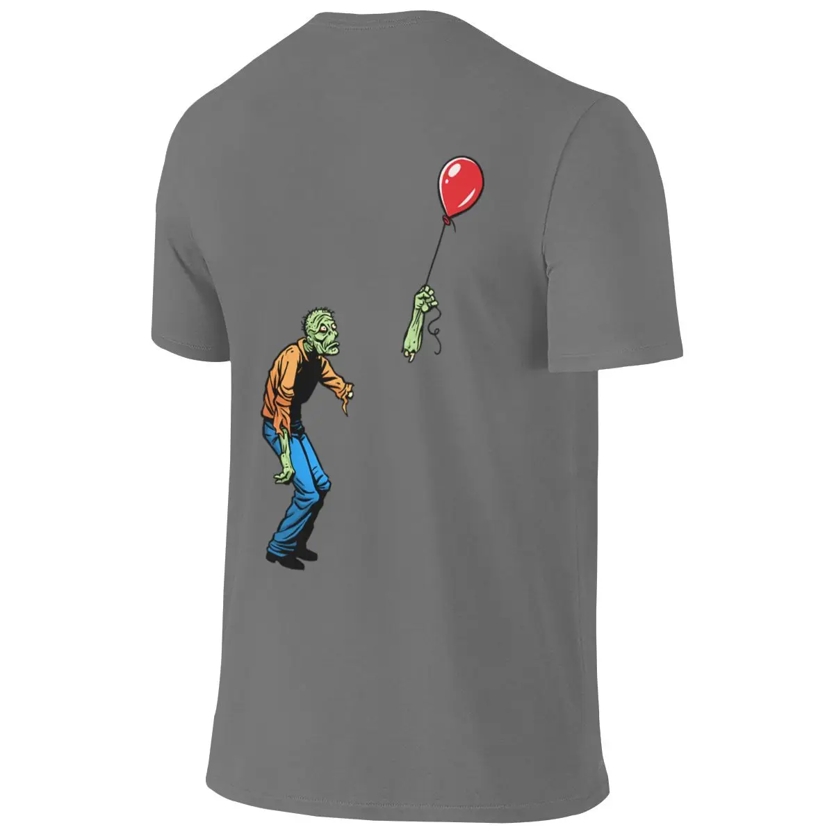 Sad Zombie With Balloon Versatile Reversible T-shirt Street Hip-Hop No Curling Cotton Tee