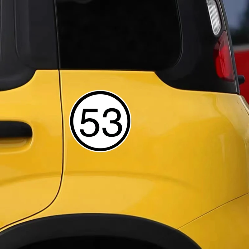 70077# Circle Racing Number 53 with white Background Car Sticker Waterproof Vinyl Decal for Car Door, Window, Bumper