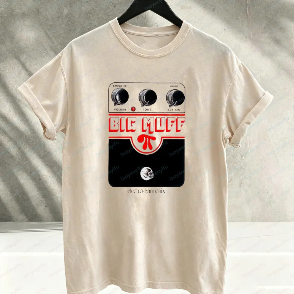 Big Muff Pi Guitar Effects Pedal Graphic T‑Shirt Men Vintage Rock Music Enthusiast Tees Cotton Casual Loose Fit Streetwear Tops