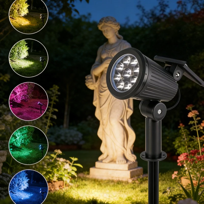 Solar LED Spotlight 9LEDs Outdoor IP65 Waterproof Adjustable Brightness Landscape Light for Garden Yard Path Lawn Decor
