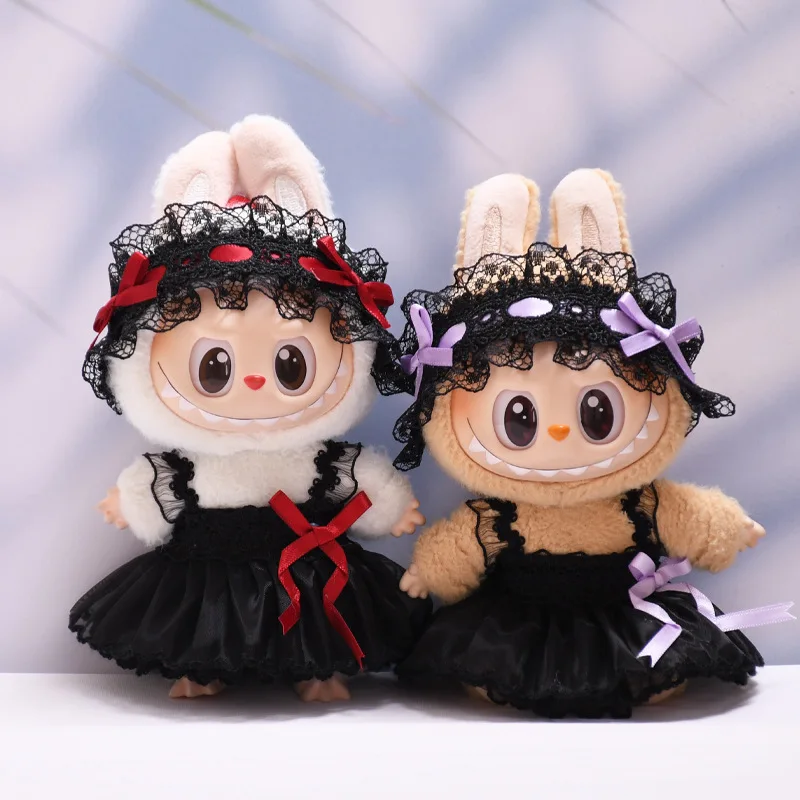 Solo vestire 1°/2°/3° Labubu Ciondolo Abiti per bambole Fiocco in pizzo Abito in tulle Moda Labubu Accessori di abbigliamento