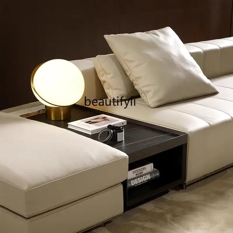 Living room sofa side cabinet Solid wood minimalist middle crevice cabinet edge corner light luxury rock slab armrest cabinet