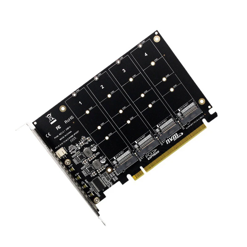 High-speed four-channel M.2 NVME PCIE 3.0 4.0 transmission protocol expansion card 4x32Gbps PCIE RAID support 2230 2242 2260 228 image 3