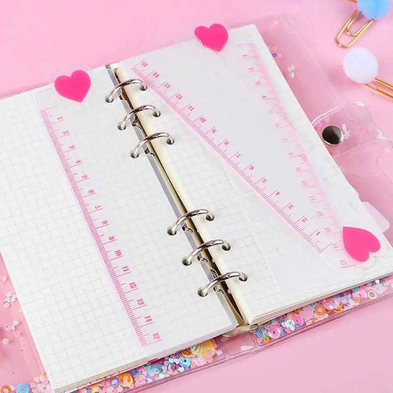 5Pcs 6 Hole Pre-Punched Binder Divider with Measuring Scales Multifunctional Plastic Binder Ruler For Notebook Journal K1KF