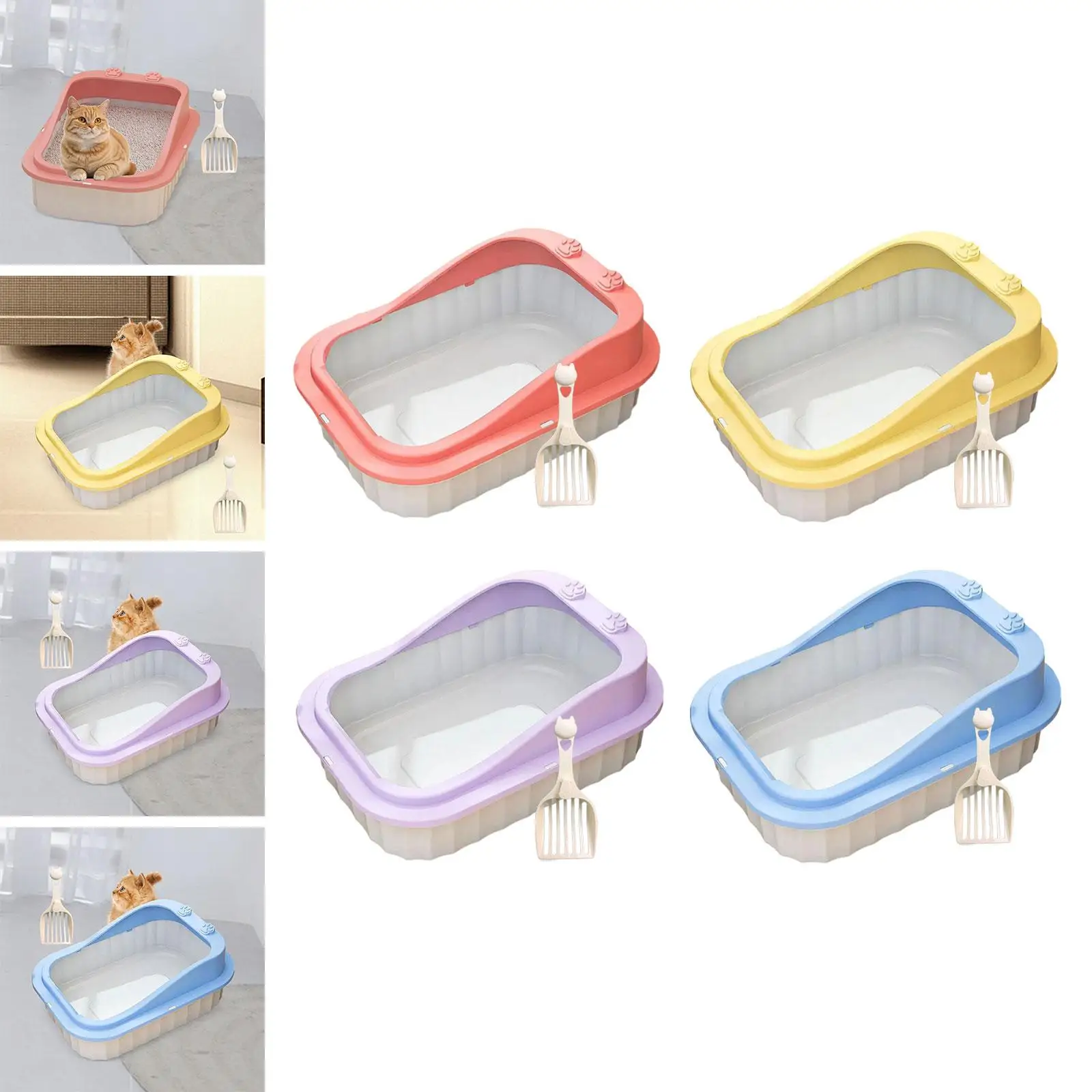 Cat Litter Box for Indoor Cats Pets Supplies High Sides Cat Deep Toilet Cat Bedpan Pet Litter Pan for All Kinds of Cat Litter