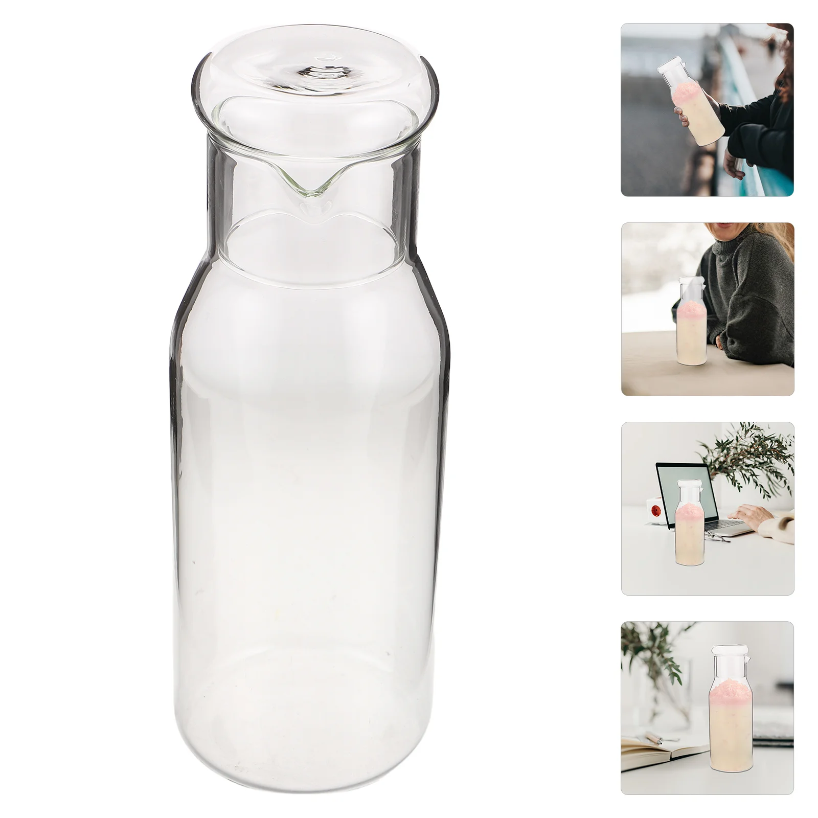 

Glass Water Jug Hot Cold Beverage Pitcher Minimalist Transparent Design for Home Fridge Door Water Carafe Nightstand Juice