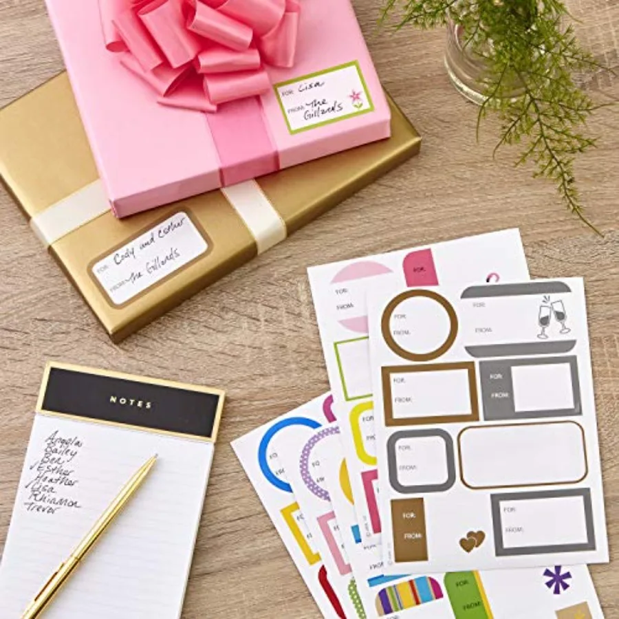 Gift Tag Stickers - 80 Labels, 5 Designs for Birthdays, Engagements, Weddings, Baby Showers, Any Occasion