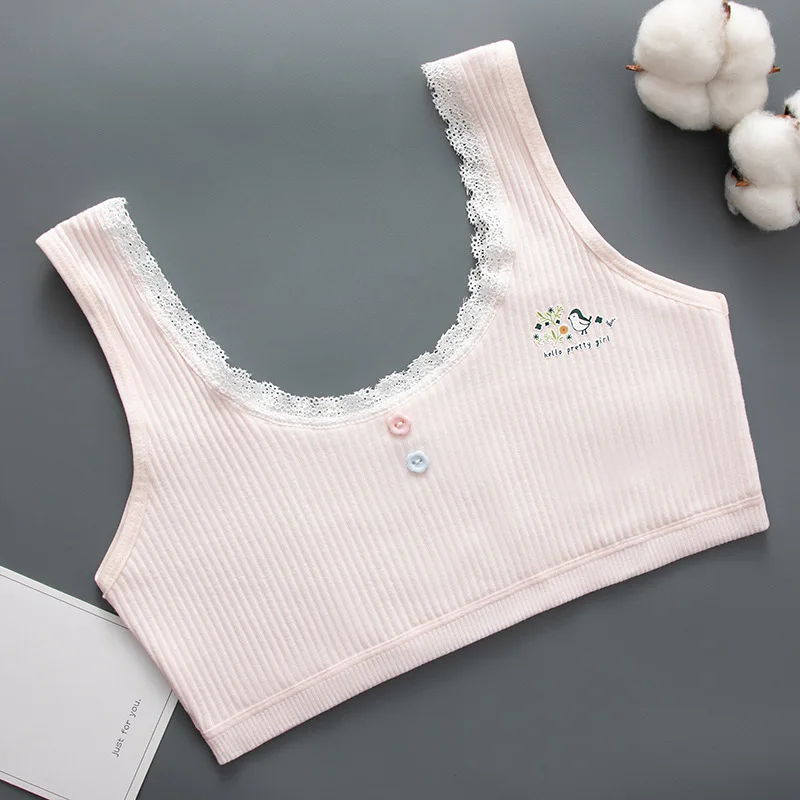 Girls Bra Student Developmental Girls Cotton Underwear For 10-12-15 Years Old Junior High School Girls Small Vest Bra