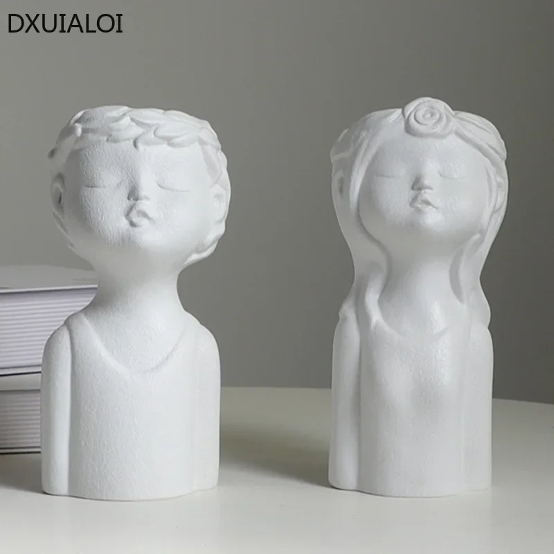 DXUIALOI Modern simplicity Body Art Hydroponic Vase Decoration Ceramic Crafts Home Decor Living Room Flower Arrangement Vase