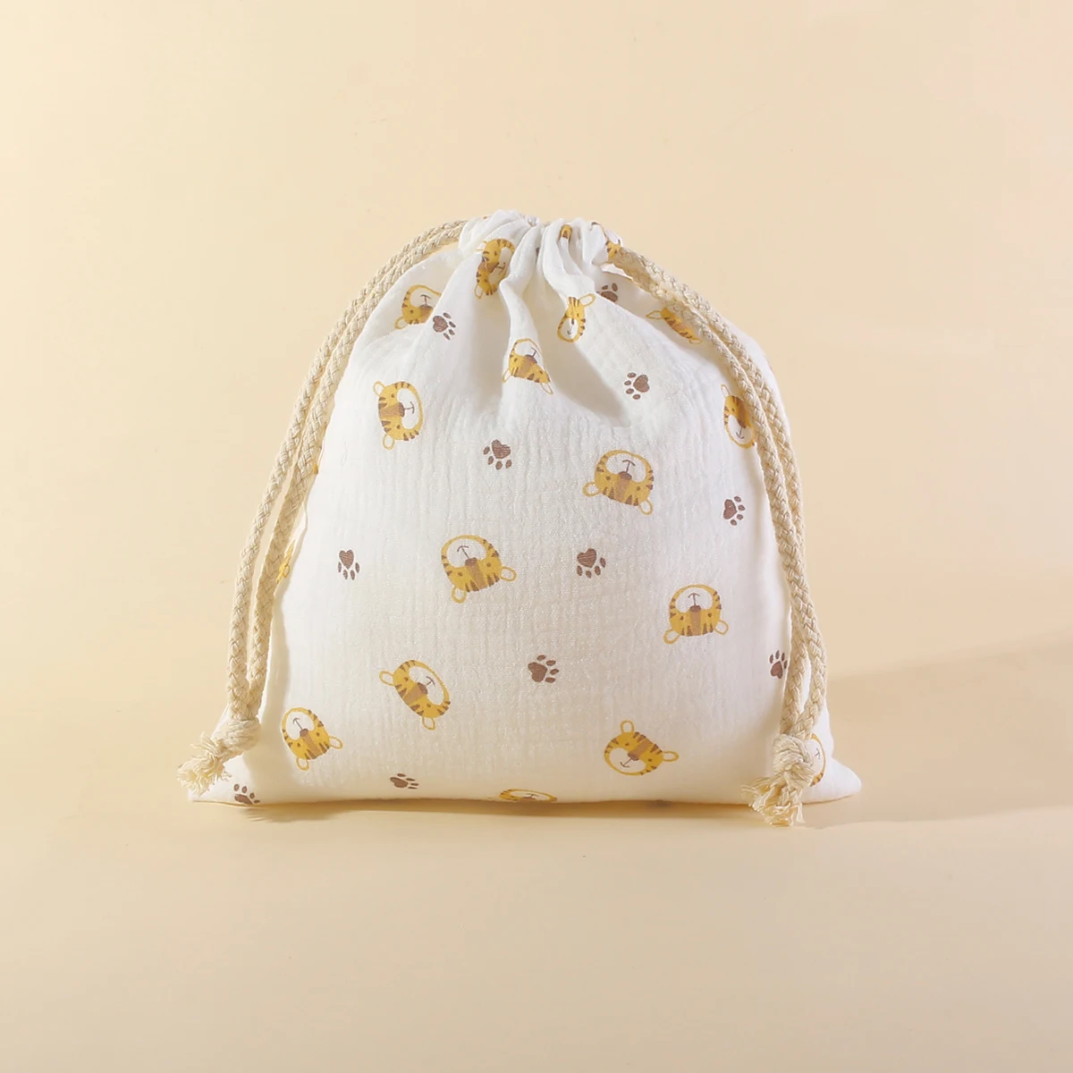 Cotton Muslin Stroller Hanging Pocket Baby Towel Diaper Pouch Infant Drawstring Nappy Changing Storage Bags