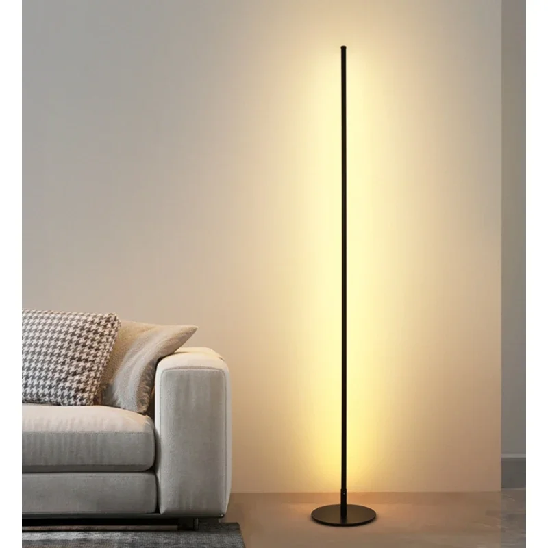 Nordic LED Floor Lamps para sala de estar, Acrílico Permanente, Wall Corner, Ambient Lighting Fixture, Iluminação Vertical, Estudo e Quarto