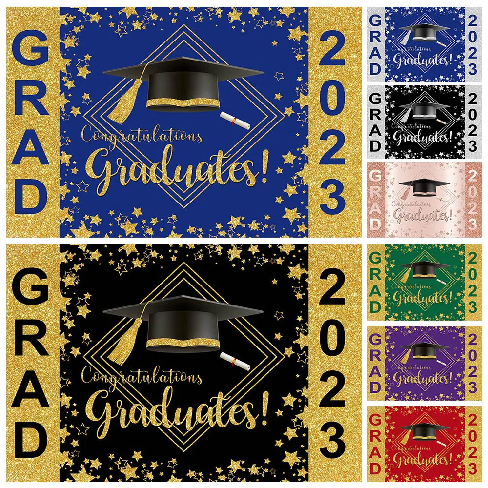 

Mocsicka Congrat Grad 2023 Graduates Backdrops for Photography Black Bachelor Hat Graduation Photo Background Studio Photoshoot