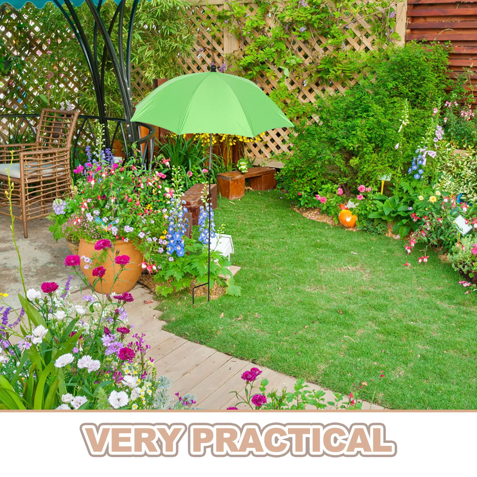 Outdoor Garden Plant Umbrella Adjustable Sunshade Rainproof Cover with Stable Ground Spike Balcony Garden Umbrella
