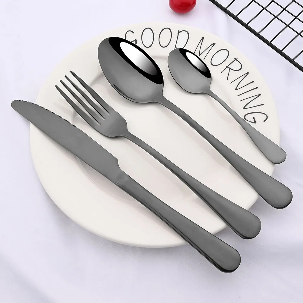 Rainbow Tableware Set Stainless Steel 24pcs Dinnerware Knife Fork Coffee Spoon Cutlery Set Western Dinner Flatware Gift Box Set