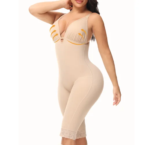 Imagen 2 del producto Fajas moldeadoras de cuerpo para mujer, Body sin costuras con espalda baja, ropa de una pieza sin marcas, mono con pecho abierto, levantador de glúteos