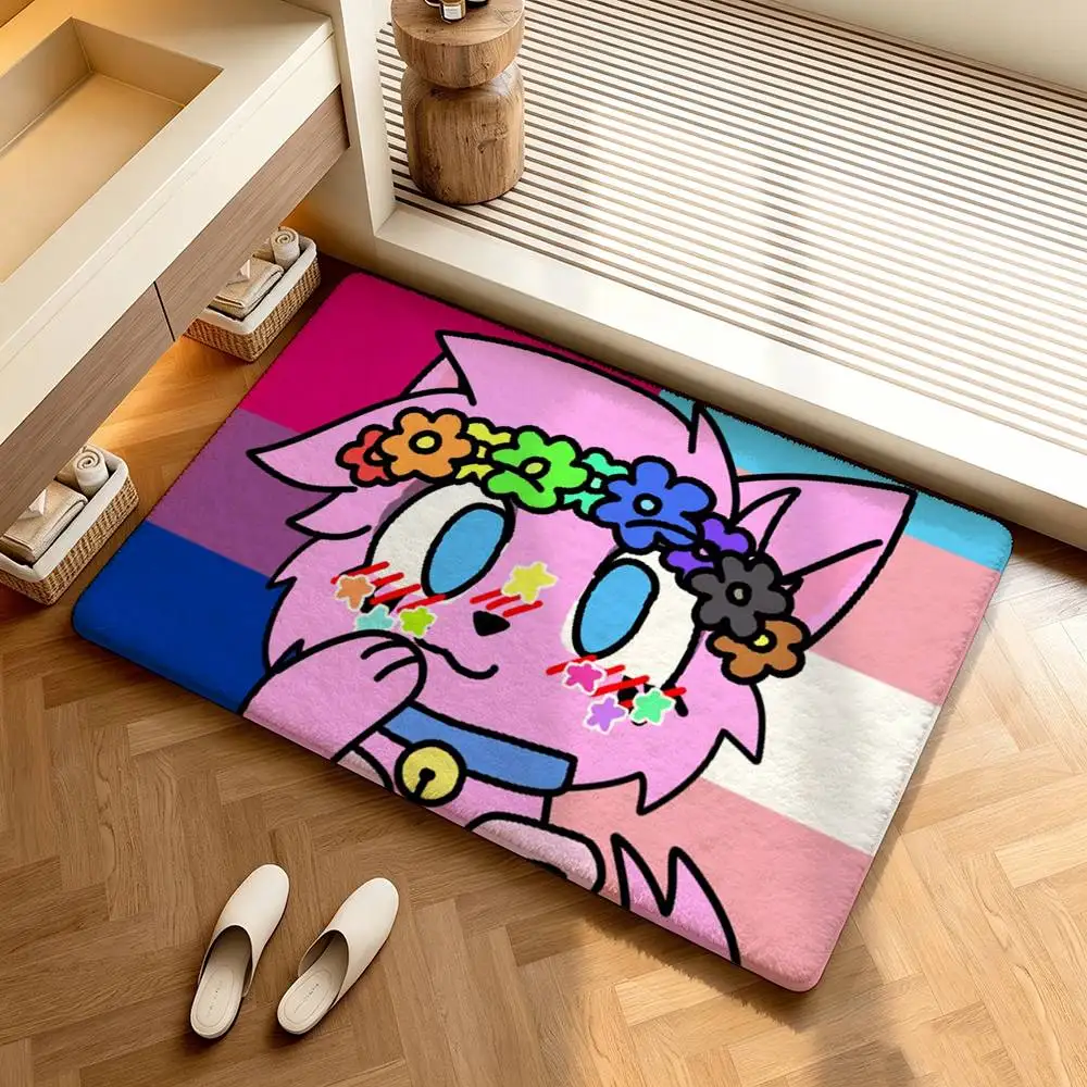 For Gay Lgbt Lesbian Boykisser Cat  Shower Room Absorbent Small Floor Mat Soft Comfortable Decorative Foot Mat