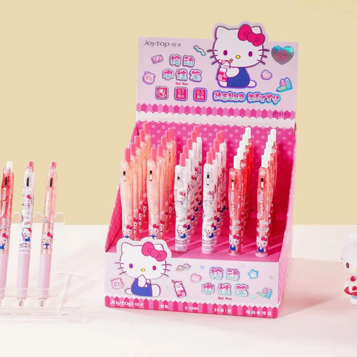 

Sanrio Hello Kitty Ballpoint Pen Joytop Cotton Gummy Candy Series Cartoon Press Neutral Black Quick-Drying Pen Christmas Gift