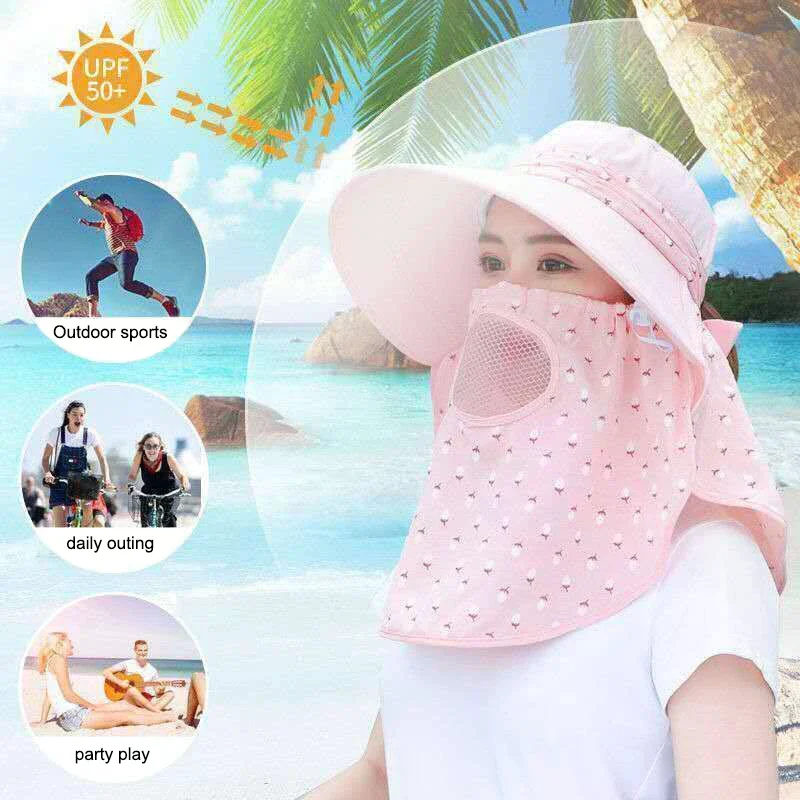 Sun Hat Female Summer Hat Cover Face Breathable Sun Hat All-match Summer Hat with Big Rim Anti-ultraviolet Cycling Sunhat