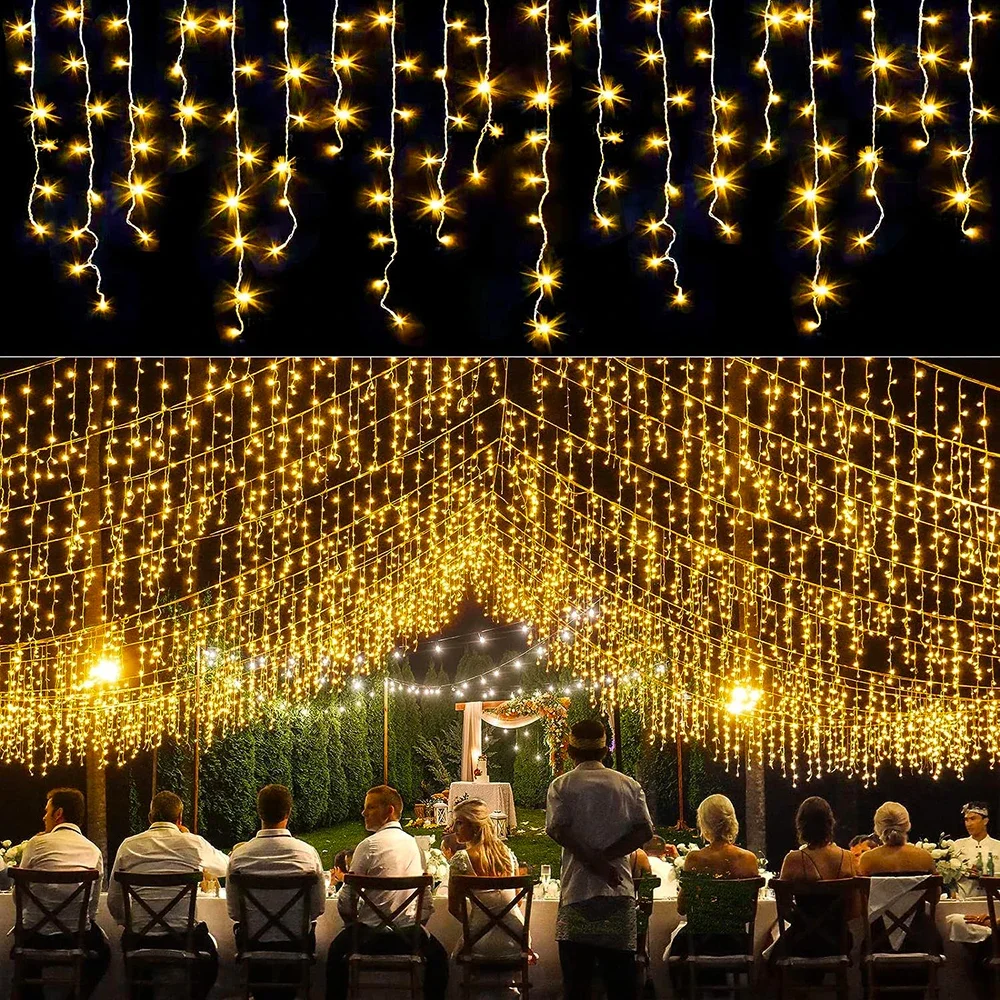 Outdoor Christmas Light Solar LED Icicle String Lights 3.5M 96Leds/7M 162Leds/13M 216Leds IP65 Solar Fairy Lights for Halloween