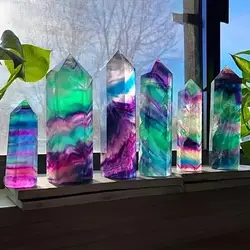 Natural large moss agate crystal tower natural crystal wand Reiki healing 80-90mm