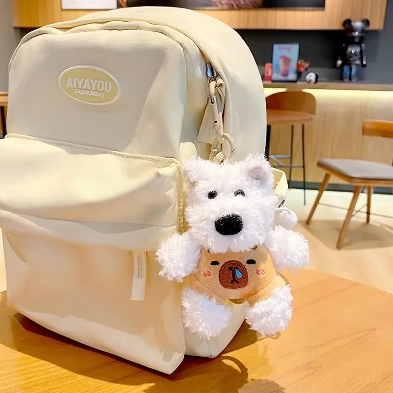 Cartone animato creativo Mengmeng West Highland cucciolo portachiavi per auto borsa per bambola di peluche piccolo ciondolo piccolo regalo