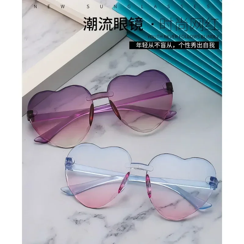 New Korean Version Of Children\'s Adult Peach Heart Sunglasses Trend Love Baby Sunglasses Cute Glasses Retro Sunglasses