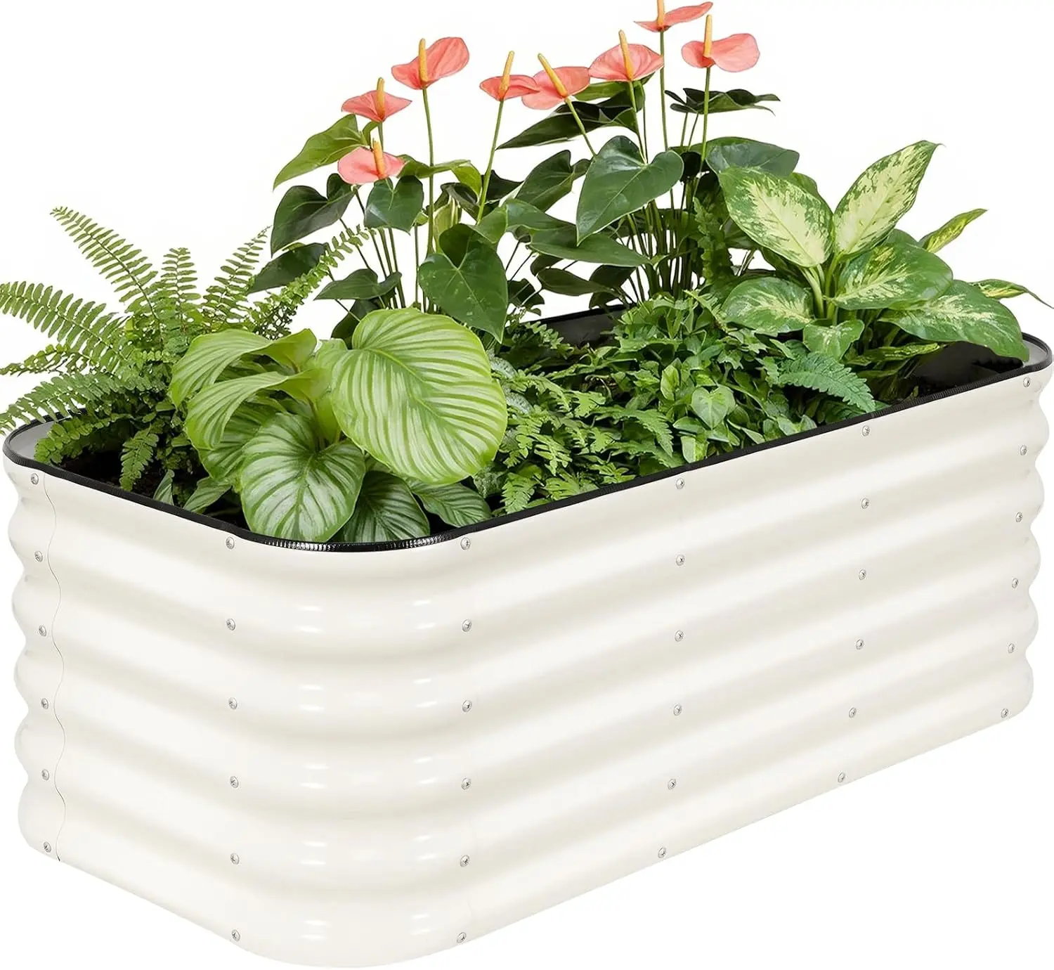 

Оцинкованный модульный грядочный ящик 4x2x1.4 фута для выращивания овощей, цветов и трав на открытом воздухе