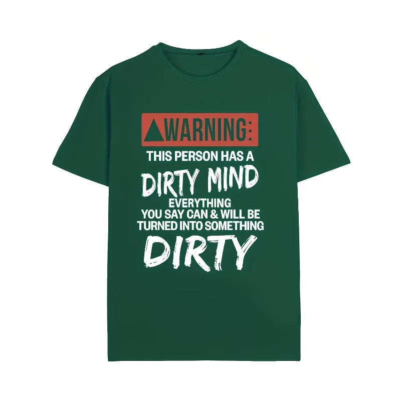 Funny Letter Graphic WARNING Men's T Shirt Cotton Tee Women Summer Novelty Oversize Casual Horror Ghost Vampire Eerie Skeleton